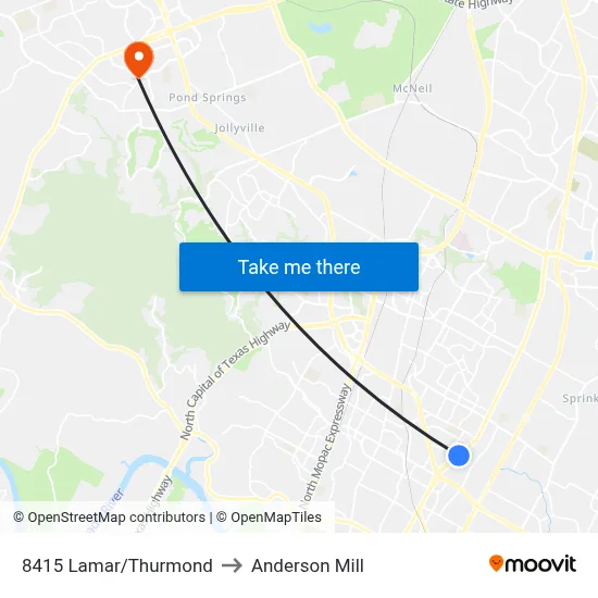 8415 Lamar/Thurmond to Anderson Mill map