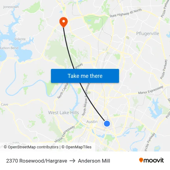 2370 Rosewood/Hargrave to Anderson Mill map