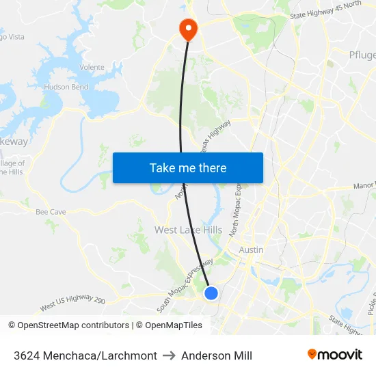 3624 Menchaca/Larchmont to Anderson Mill map