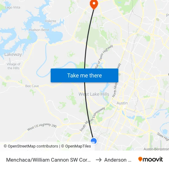 Menchaca/William Cannon SW Corner to Anderson Mill map