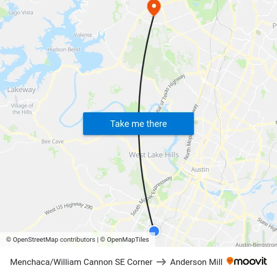 Menchaca/William Cannon SE Corner to Anderson Mill map