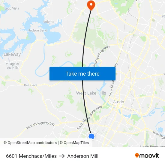 6601 Menchaca/Miles to Anderson Mill map
