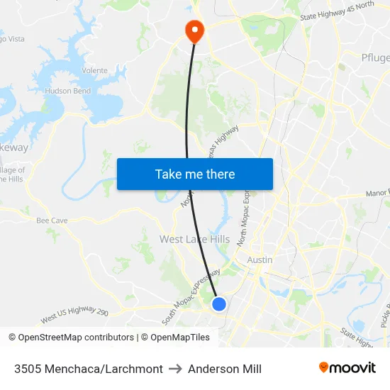 3505 Menchaca/Larchmont to Anderson Mill map