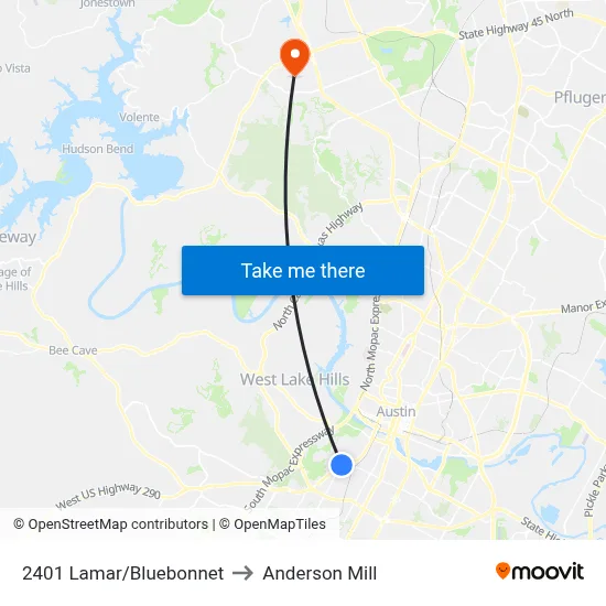 2401 Lamar/Bluebonnet to Anderson Mill map