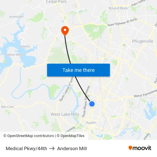 Medical Pkwy/44th to Anderson Mill map