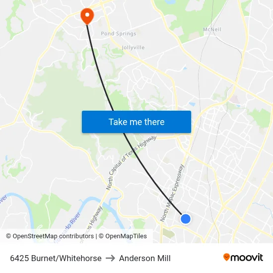 6425 Burnet/Whitehorse to Anderson Mill map