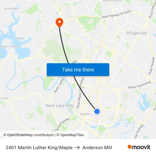 2401 Martin Luther King/Maple to Anderson Mill map