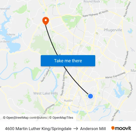 4600 Martin Luther King/Springdale to Anderson Mill map