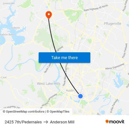 2425 7th/Pedernales to Anderson Mill map