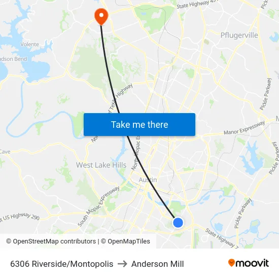 6306 Riverside/Montopolis to Anderson Mill map