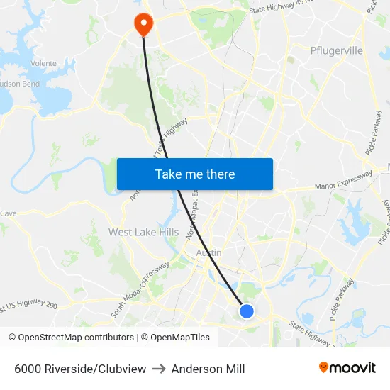 6000 Riverside/Clubview to Anderson Mill map