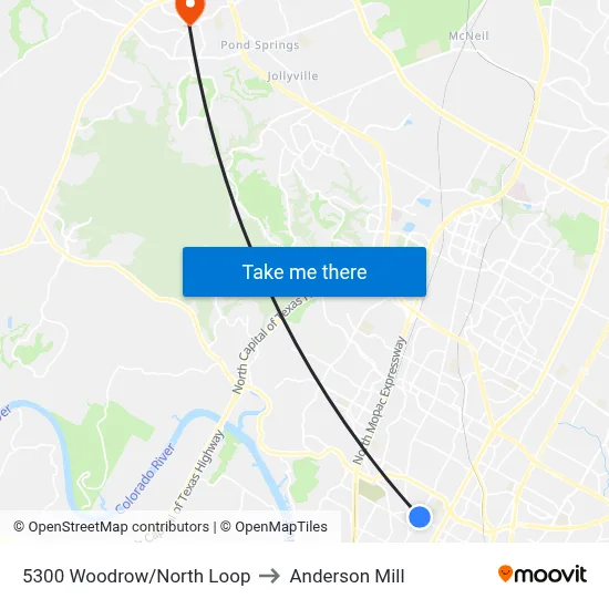 5300 Woodrow/North Loop to Anderson Mill map