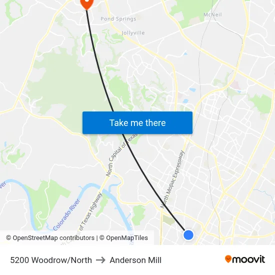 5200 Woodrow/North to Anderson Mill map