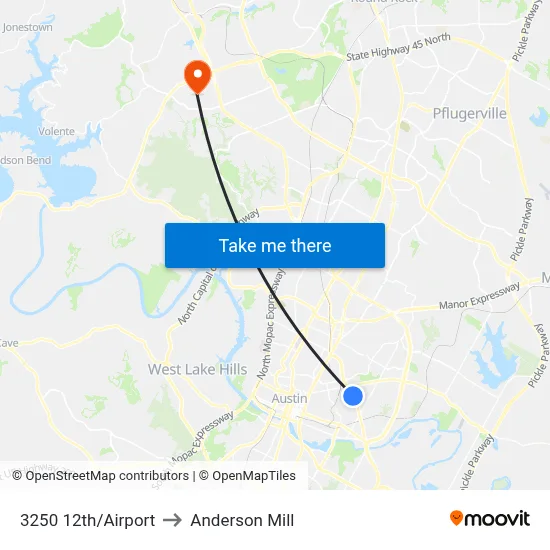 3250 12th/Airport to Anderson Mill map