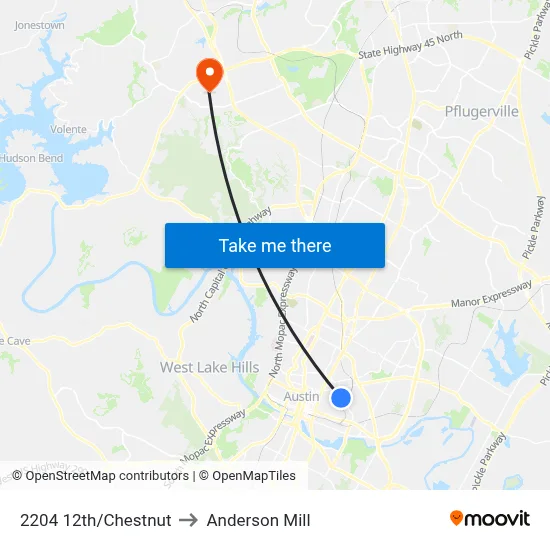 2204 12th/Chestnut to Anderson Mill map