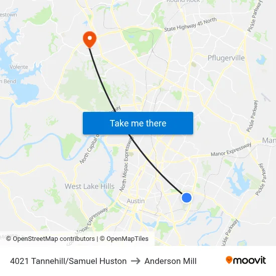 4021 Tannehill/Samuel Huston to Anderson Mill map