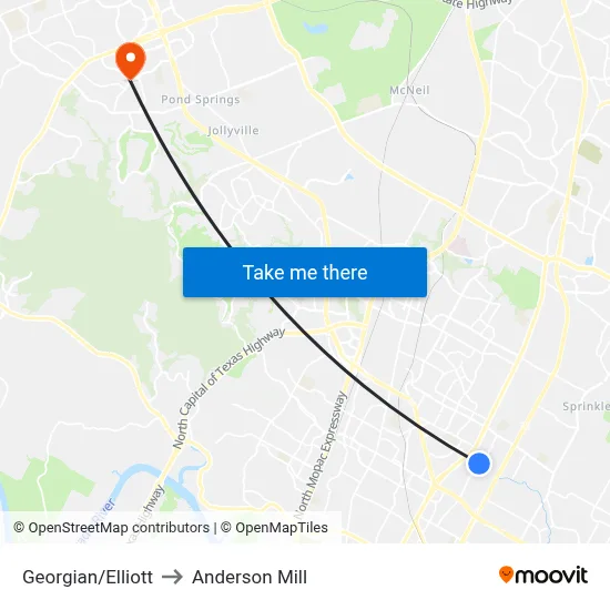 Georgian/Elliott to Anderson Mill map