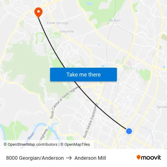 8000 Georgian/Anderson to Anderson Mill map