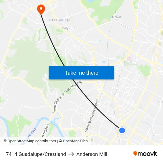 7414 Guadalupe/Crestland to Anderson Mill map