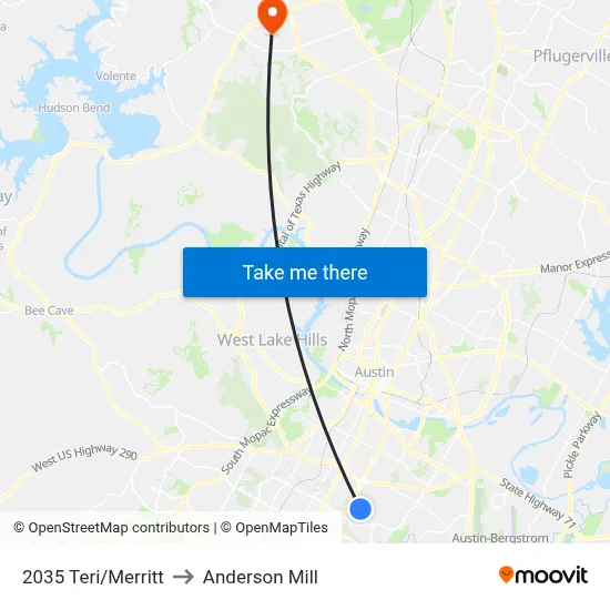 2035 Teri/Merritt to Anderson Mill map