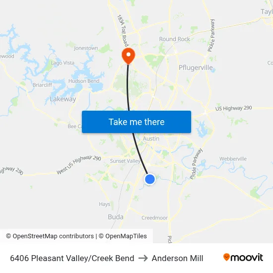 6406 Pleasant Valley/Creek Bend to Anderson Mill map