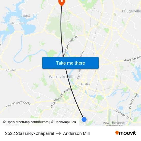 2522 Stassney/Chaparral to Anderson Mill map
