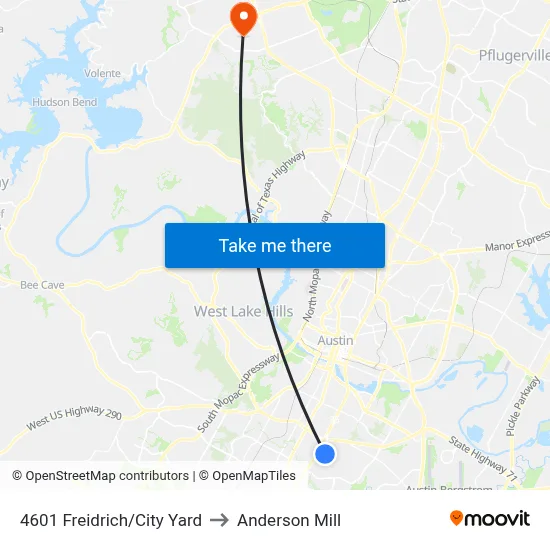 4601 Freidrich/City Yard to Anderson Mill map