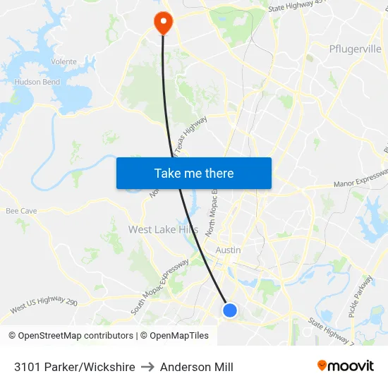 3101 Parker/Wickshire to Anderson Mill map