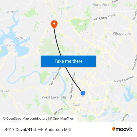 4017 Duval/41st to Anderson Mill map