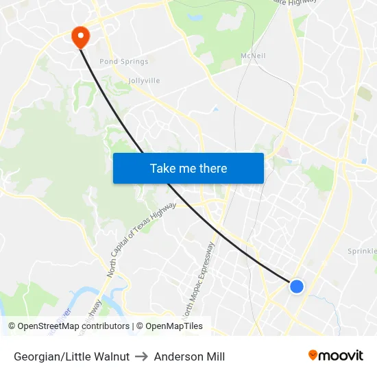 Georgian/Little Walnut to Anderson Mill map