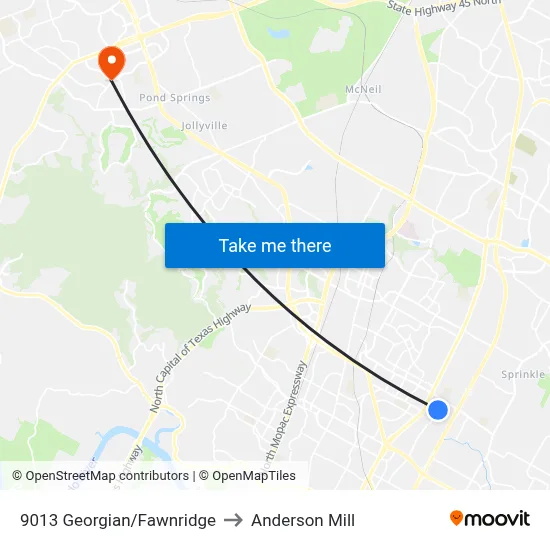 9013 Georgian/Fawnridge to Anderson Mill map