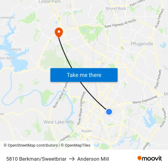 5810 Berkman/Sweetbriar to Anderson Mill map