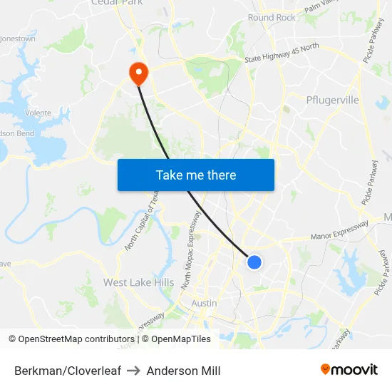Berkman/Cloverleaf to Anderson Mill map