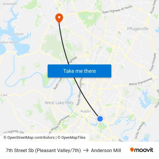 7th Street Sb (Pleasant Valley/7th) to Anderson Mill map