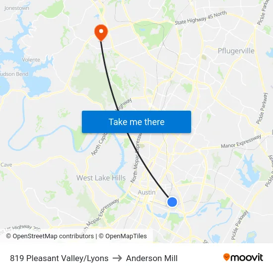 819 Pleasant Valley/Lyons to Anderson Mill map