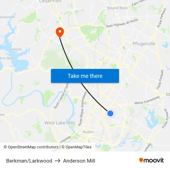 Berkman/Larkwood to Anderson Mill map