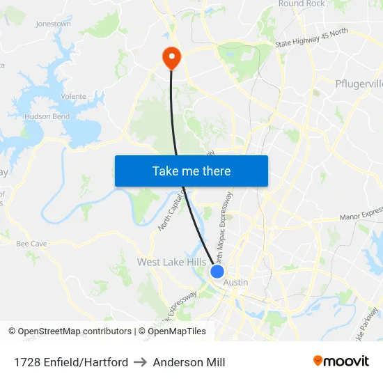 1728 Enfield/Hartford to Anderson Mill map