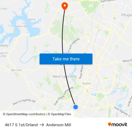 4617 S 1st/Orland to Anderson Mill map