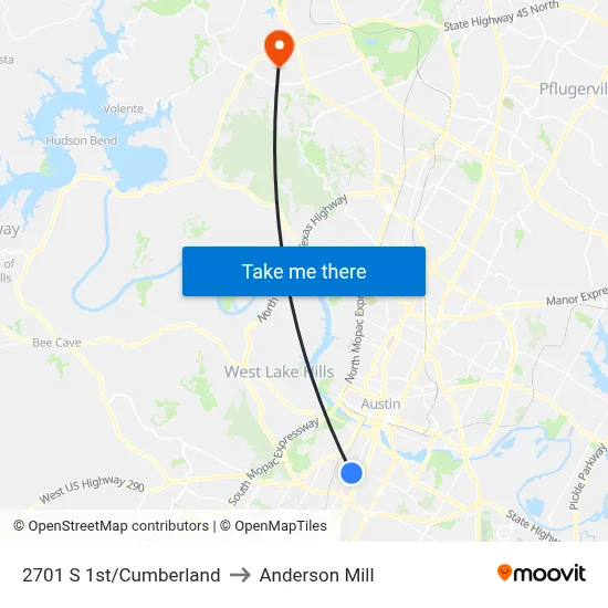 2701 S 1st/Cumberland to Anderson Mill map
