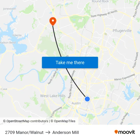 2709 Manor/Walnut to Anderson Mill map