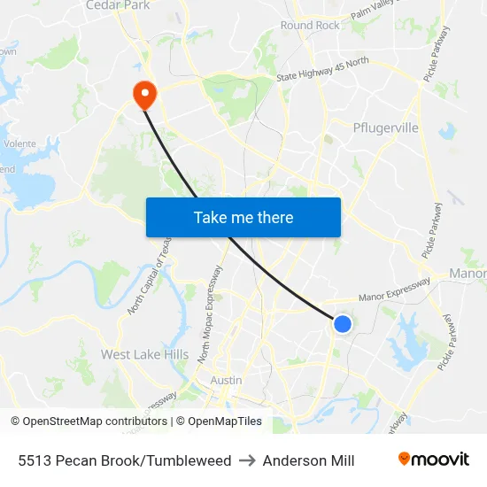 5513 Pecan Brook/Tumbleweed to Anderson Mill map