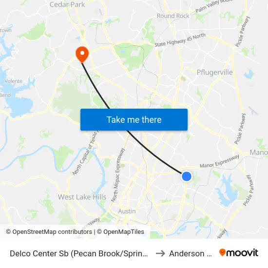 Delco Center Sb (Pecan Brook/Springdale) to Anderson Mill map