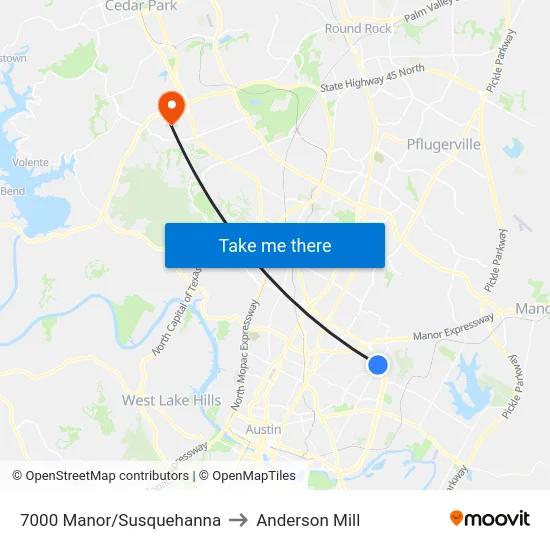 7000 Manor/Susquehanna to Anderson Mill map