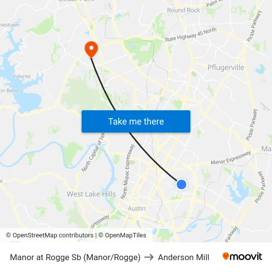 Manor at Rogge Sb (Manor/Rogge) to Anderson Mill map