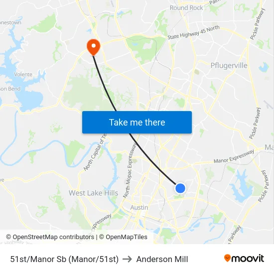 51st/Manor Sb (Manor/51st) to Anderson Mill map