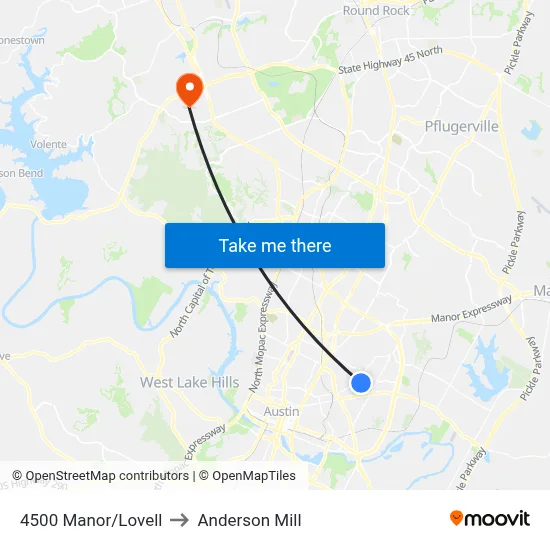 4500 Manor/Lovell to Anderson Mill map
