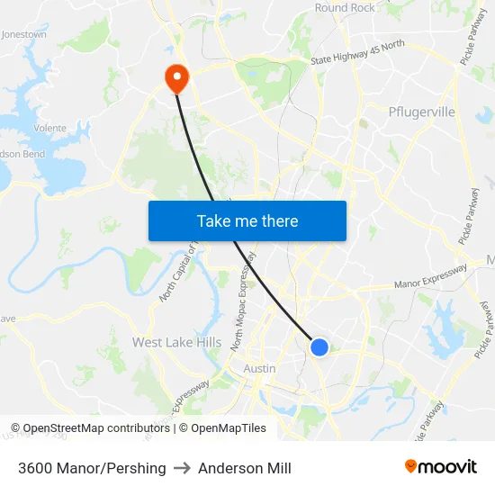 3600 Manor/Pershing to Anderson Mill map