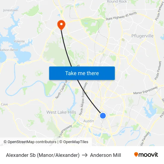 Alexander Sb (Manor/Alexander) to Anderson Mill map