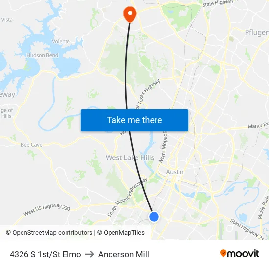 4326 S 1st/St Elmo to Anderson Mill map