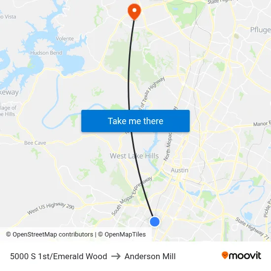 5000 S 1st/Emerald Wood to Anderson Mill map